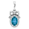 Sterling Silver Natural London Blue Topaz & .04 CTW Natural Diamond Bow Pendant