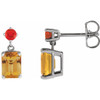 14K White Natural Citrine & Natural Mexican Fire Opal Dangle Earrings