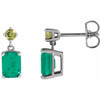 14K White Lab-Grown Emerald & Natural Peridot Dangle Earrings