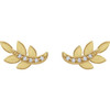 14K Yellow .07 CTW Natural Diamond Leaf Earrings