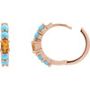 14K Rose Natural Citrine Huggie 19.6 mm Hoop Earrings