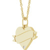 14K Yellow .005 CT Natural Diamond Engravable Heart 18" Necklace