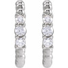 14K White 3/8 CTW Natural Diamond Beaded 19.3 mm Hoop Earrings