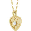 14 Karat Yellow Gold Natural Diamond Heart Necklace 1/10 CT, 18 Inch - $1,056