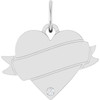 14K White .005 CT Natural Diamond Engravable Heart Pendant