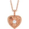 14K Rose 1/10 CT Natural Diamond Heart 18" Necklace 