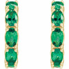 14K Yellow Natural Emerald Hoop Earrings