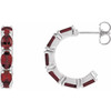 Platinum Natural Mozambique Garnet Hoop Earrings
