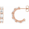 14 Karat Rose Gold Natural White Sapphire Hoop Earrings