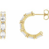 14 Karat Yellow Gold Natural White Sapphire Hoop Earrings