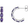 Platinum Natural Amethyst Hoop Earrings