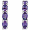 Platinum Natural Amethyst Hoop Earrings