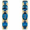 14K Yellow Natural Blue Sapphire Hoop Earrings