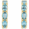 14K Yellow Natural Aquamarine Hoop Earrings