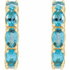 14K Yellow Natural Blue Zircon Hoop Earrings