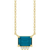 14K Yellow Natural London Blue Topaz & .025 CTW Natural Diamond 18" Necklace