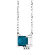 Platinum Natural London Blue Topaz & .025 CTW Natural Diamond 18" Necklace