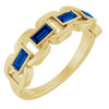 14K Yellow Lab-Grown Blue Sapphire Chain Link Ring