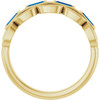 14K Yellow Lab-Grown Blue Sapphire Chain Link Ring