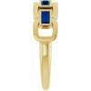 14K Yellow Lab-Grown Blue Sapphire Chain Link Ring