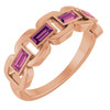 14K Rose Natural Pink Tourmaline Chain Link Ring