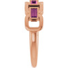14K Rose Natural Pink Tourmaline Chain Link Ring
