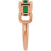 14K Rose Lab-Grown Emerald Chain Link Ring