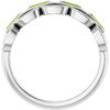 14K White Natural Peridot Chain Link Ring
