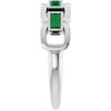 Sterling Silver Lab-Grown Emerald Chain Link Ring