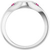 14K White Engravable Natural Pink Tourmaline Signet Ring