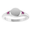 14K White Engravable Natural Pink Tourmaline Signet Ring
