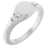 Platinum Engravable Natural White Sapphire Signet Ring
