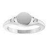Platinum Engravable Natural White Sapphire Signet Ring