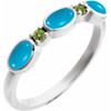 Sterling Silver Natural Turquoise & Natural Peridot Stackable Ring