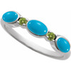 Sterling Silver Natural Turquoise & Natural Peridot Stackable Ring