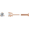 14K Rose 1/6 CT Natural Diamond Press Fit Back Stud Earring