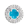 14 Karat White Gold Cabochon Natural Turquoise & .05 CTW Natural Diamond Halo-Style Pendant