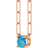 14 Karat Rose Gold Natural Blue Zircon 16" Necklace