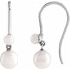 Platinum Cultured White Pearl Earrings