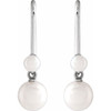 Platinum Cultured White Pearl Earrings