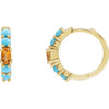 14K Yellow Natural Citrine Huggie 19.6 mm Hoop Earrings