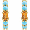 14K Yellow Natural Citrine Huggie 19.6 mm Hoop Earrings