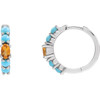 14K White Natural Citrine Huggie 19.6 mm Hoop Earrings