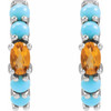 14K White Natural Citrine Huggie 19.6 mm Hoop Earrings