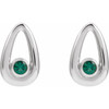 Sterling Silver Lab-Grown Emerald Geometric Earrings