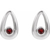 14K White Natural Mozambique Garnet Geometric Earrings