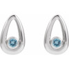 Platinum Natural Aquamarine Geometric Earrings