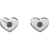 Sterling Silver Lab-Grown Alexandrite Heart Earrings
