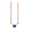 14K Rose Lab-Grown Blue Sapphire Bar 16" Necklace