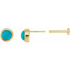14 Karat Yellow Gold Cabochon Natural Turquoise Press Fit Back Stud Earring
